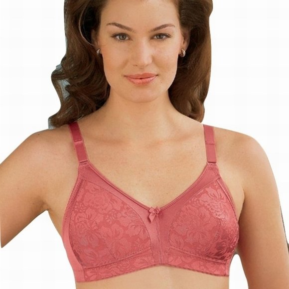 Glamorise 56A 56B Plus-Size Bra Stretch-to-Fit Satin Cups Wicks Coral Size 56A/B - Picture 4 of 16